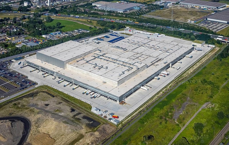 Aerial view, Edeka central warehouse Oberhausen, Logport 5, Logport V, Schwarze Heide, Oberhausen, Ruhr area, North Rhine-Westphalia, Germany, DE, Europe, birds-eyes view, aerial photograph, aerial photography, aerial photography, overview, overview, bird's eye view