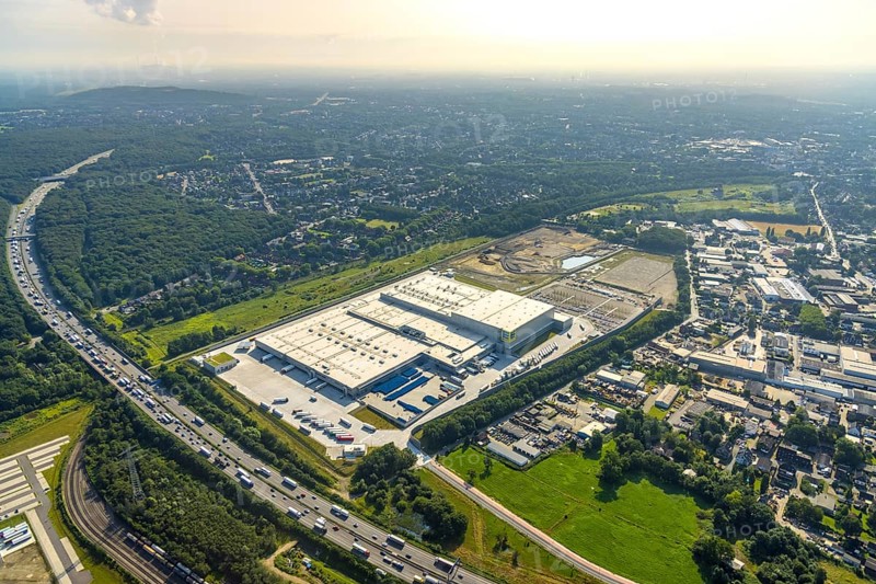 Aerial view, Edeka central warehouse Oberhausen, Logport 5, Logport V, Schwarze Heide, Oberhausen, Ruhr area, North Rhine-Westphalia, Germany, DE, Europe, birds-eyes view, aerial photograph, aerial photography, aerial photography, overview, overview, bird's eye view