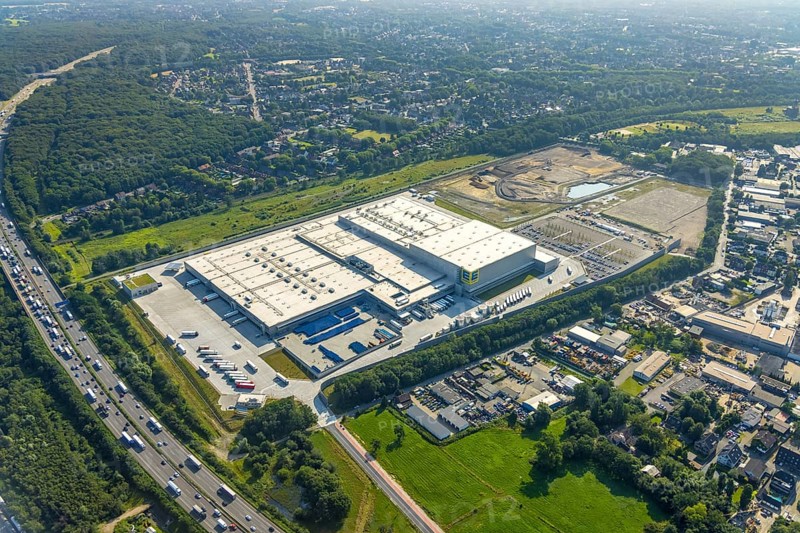 Aerial view, Edeka central warehouse Oberhausen, Logport 5, Logport V, Schwarze Heide, Oberhausen, Ruhr area, North Rhine-Westphalia, Germany, DE, Europe, birds-eyes view, aerial photograph, aerial photography, aerial photography, overview, overview, bird's eye view