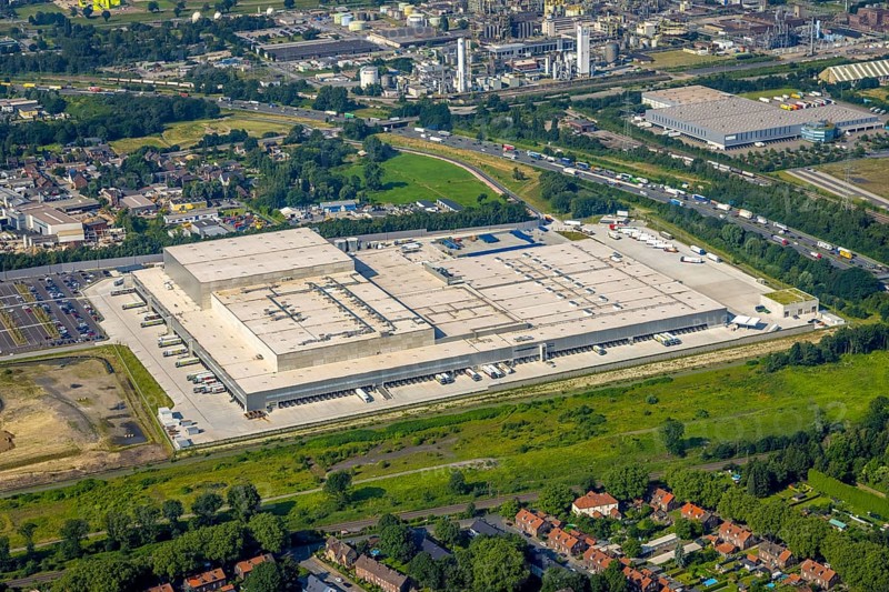 Aerial view, Edeka central warehouse Oberhausen, Logport 5, Logport V, Schwarze Heide, Oberhausen, Ruhr area, North Rhine-Westphalia, Germany, DE, Europe, birds-eyes view, aerial photograph, aerial photography, aerial photography, overview, overview, bird's eye view