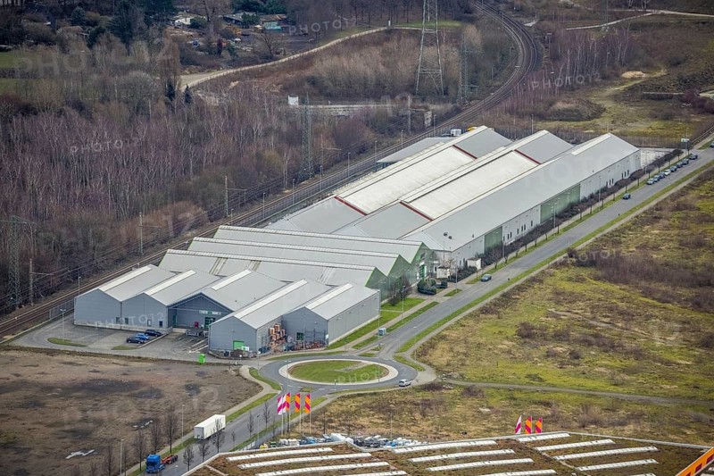 Aerial view, Bloomways GmbH, HBI Blumen-Großhändler am CentrO Oberhausen, Borbeck, Oberhausen, Ruhr area, North Rhine-Westphalia, Germany, Brammenring, DE, Europe, commercial enterprises, commercial area, commercial location, commercial use, roundabout, aerial view, aerial photography, aerial photography, overview, bird's-eye view, overview