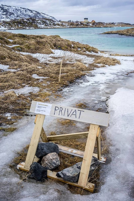 Norway tromsö snow mountains sea sign private