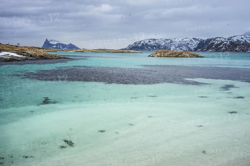 Norway tromsö snow mountains sea turquoise