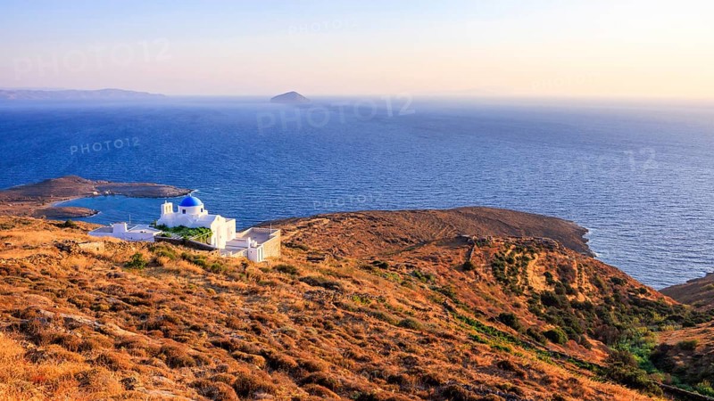 Sunrise at Panagia Skopiani, an Orthodox Chapel dedicated to Mary, Serifos, Cyclades Islands, Greece