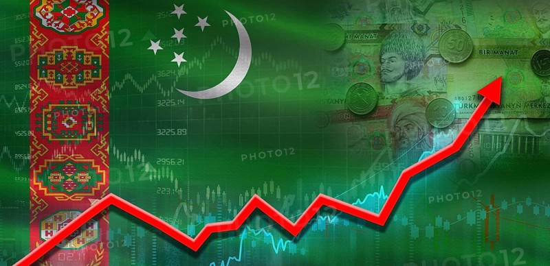 Turkmenistan financial growth on market graph. Turkmenistan economic growth on financial graph
