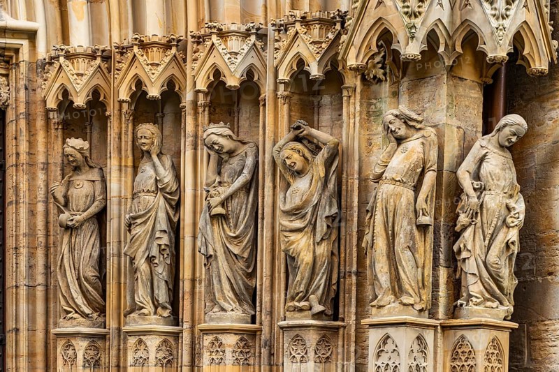 Detail of the Maiden Portal of Erfurt Cathedral in Erfurt, Thuringia, Germany
