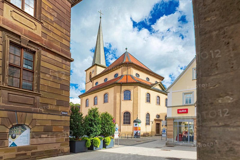 St James' Church on the town hall square in Bad Kissingen, Bavaria, Germany