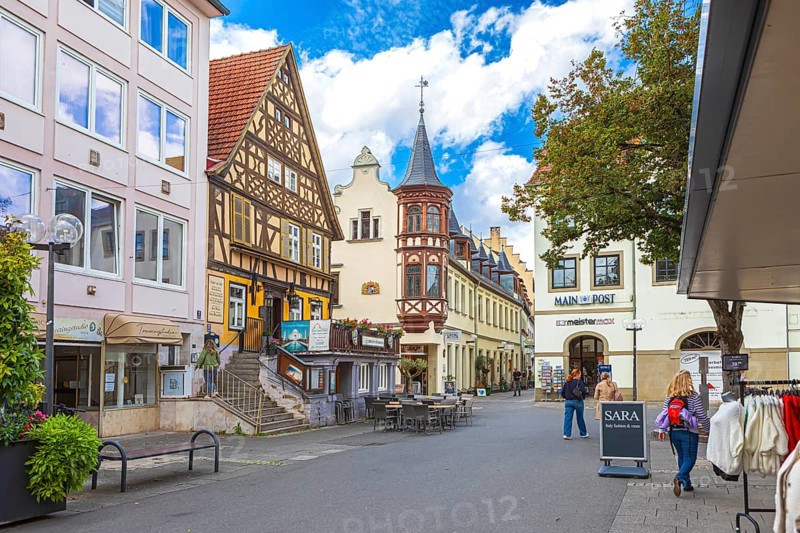 Market square in Bad Kissingen, Bavaria, Germany