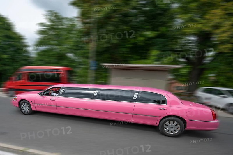 Pink stretch limousine, Nuremberg, Middle Franconia, Bavaria, Germany