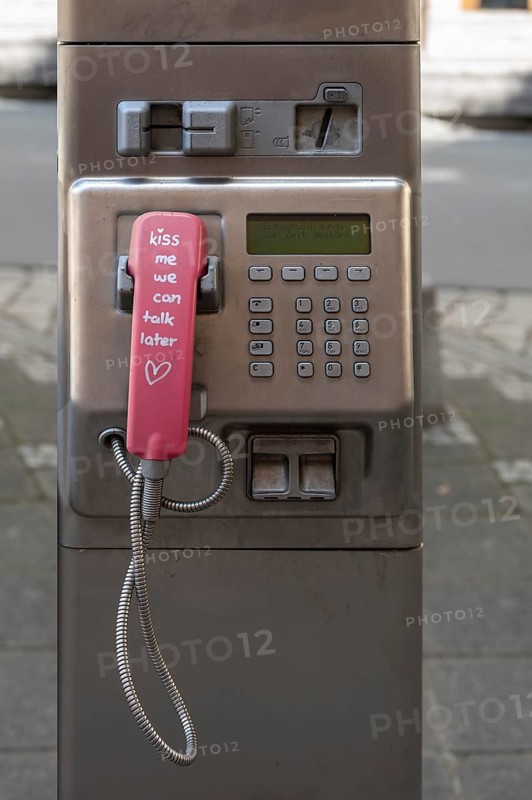 Telekom public telephone pillar, Nuremberg, Central Franconia, Bavaria, Germany