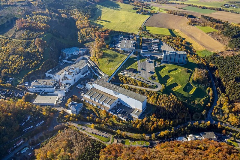 Aerial photo, C.& A. VELTINS brewery in the Grevenstein district of Meschede, Sauerland, North Rhine-Westphalia, Germany, brewery, DE, Europe, aerial view, aerial photography, aerial photography, Meschede, overview, Veltins brewery, bird's-eye view, overview