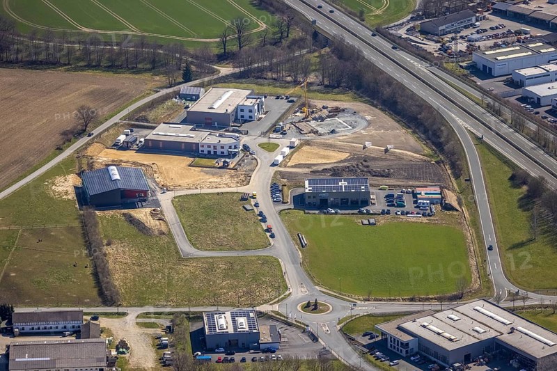 Aerial view, construction site industrial estate Enste, Auf dem Bruch, Enste, Meschede, Sauerland, North Rhine-Westphalia, Germany, expansion areas, motorway A46, motorway exit Enste, construction area, construction site, building plots, construction project, construction site, construction site industrial estate Auf dem Bruch, DE, development, Europe, commercial enterprises, commercial area, industrial estate, commercial park, commercial location, commercial use, industrial estate, industrial building, industrial location, Juma Logistik, Juma Logistik GmbH, capacity requirements, aerial view, aerial photography, aerial photography, production plants, production halls, overview, bird's eye view, birds-eyes view, overview
