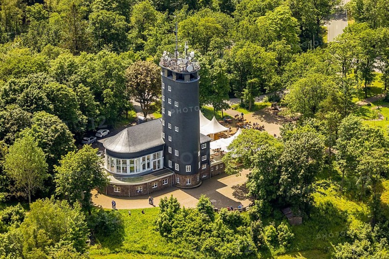 Aerial view, Hohe Bracht observation tower with café, Hofolpe, Lennestadt, Sauerland, North Rhine-Westphalia, Germany, viewing platform, DEU, Europe, gastronomy, aerial view, aerial photography, aerial photography, broadcasting tower, ski resort, tower, overview, bird's-eye view, overview