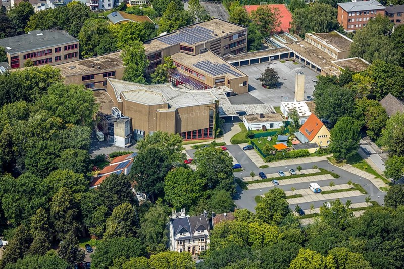 Aerial photo, Städtisches Gymnasium Kamen, Kolonie Tannenberg, Kamen, Ruhr area, North Rhine-Westphalia, Germany, education, educational institution, DE, Europe, grammar school, teaching institute, aerial photo, aerial photography, aerial photography, school, overview, bird's-eye view, birds-eyes view, overview
