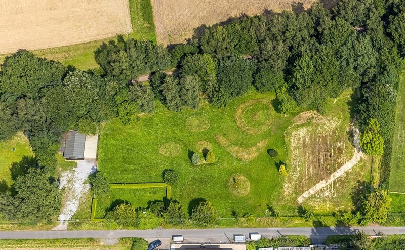Aerial view, meadow at the Werver Mark in the district Heeren-Werve, Kamen, Ruhr area, North Rhine-Westphalia, Germany, DE, Europe, aerial view, aerial photography, aerial photography, overview, bird's-eye view, overview