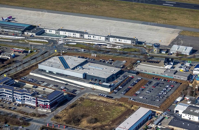 Aerial view, Porsche Centre Dortmund, Natorp, Holzwickede, Ruhr area, North Rhine-Westphalia, Germany, DE, Europe, birds-eyes view, aerial photography, aerial photography, overview, bird's eye view