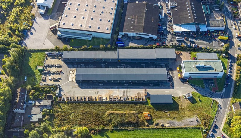 Aerial view, new building central depot at the Meesmannstraße in the district Holsterhausen in Herne, Ruhr area, North Rhine-Westphalia, Germany, DE, Europe, Herne, aerial view, aerial photography, aerial photography, overview, bird's-eye view, overview