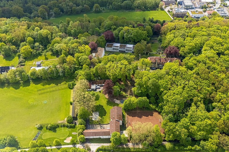 Aerial view, Herdecke education centre, Ostende, Herdecke, Ruhr area, North Rhine-Westphalia, Germany, DE, Europe, aerial view, aerial photography, aerial photography, Ostender Weg, park, overview, bird's-eye view, further education, birds-eyes view, overview