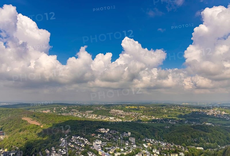 Aerial photo, clouds over Herdecke, Westende, Herdecke, Ruhr area, North Rhine-Westphalia, Germany, DE, Europe, distant view, aerial view, aerial photography, aerial photography, aerial view, overview, bird's-eye view, cloud formation, birds-eyes view, overview