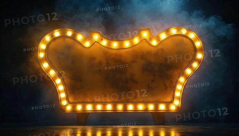 Vintage Lightbox With Glowing Bulb In Antique Shape Marquee And Yellow Retro Frame: A Nostalgic Addition To Your Home Decor, AI generated