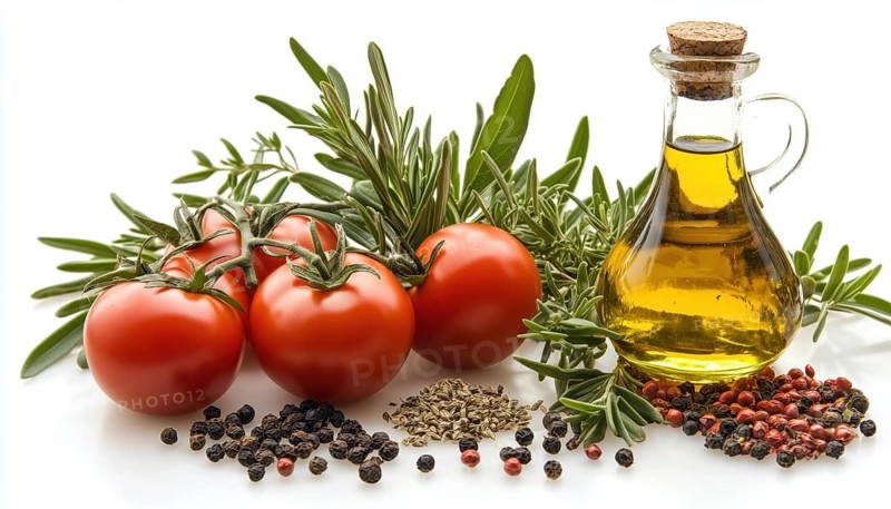 Delicious Combination Of Olive Oil, Tomato, And Herbs Served Over White Bread, Perfect For A Light And Flavorful Snack Or Appetizer, AI generated