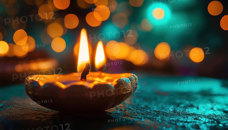 Diwali Lantern: A Symbol Of Light And Celebration During The Festival Of Lights. Brightly Lit Lanterns Illuminate The Night Sky, AI generated