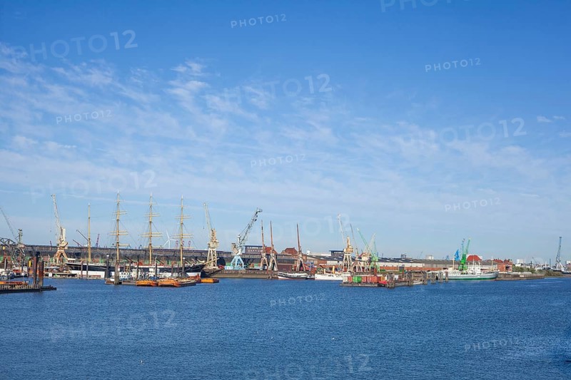 German Harbour Museum with traditional skis in the Hansa Harbour, Veddel, Hamburg, Germany