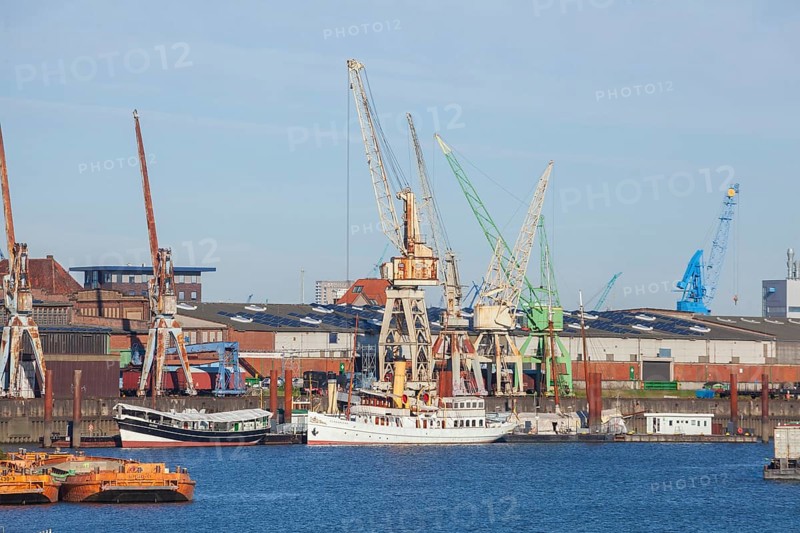 German Harbour Museum with traditional skis in the Hansa Harbour, Veddel, Hamburg, Germany