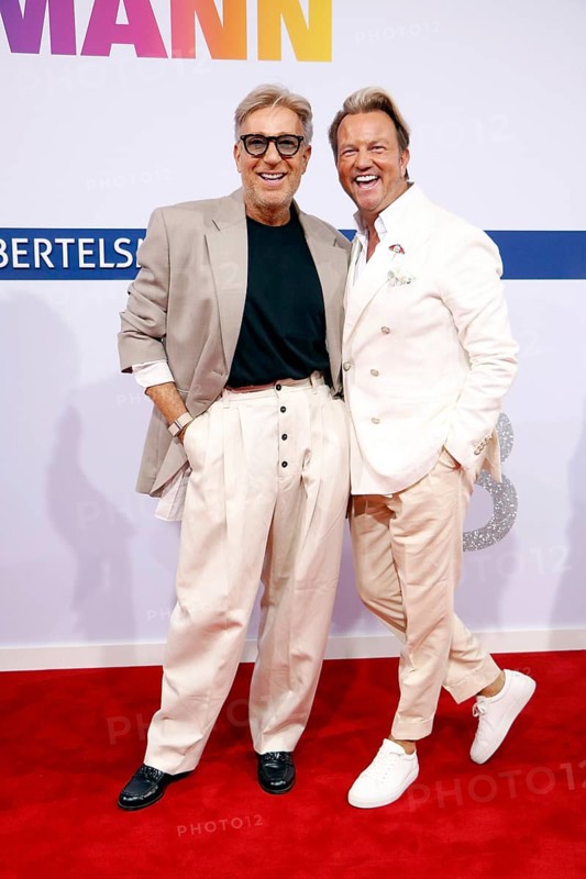 Thomas Rath (left) with partner Sandro Rath (right) arriving at the Bertelsmann Summer Party 2025 at the Bertelsmann Representative Office in Berlin on 11 September 2025