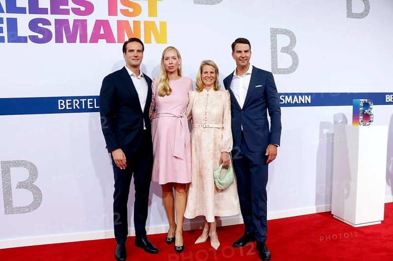 Thomas Coesfeld and his woman Marie-Josefien, with Julia Coesfeld, woman of Carsten Coesfeld, on arrival at the Bertelsmann Summer Party 2025 at the Bertelsmann Representative Office in Berlin on 11 September 2025