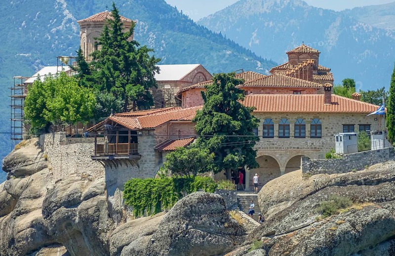 Building located on a rock formation in Chalkidiki, a peninsula and part of the region of Central Macedonia in Greece