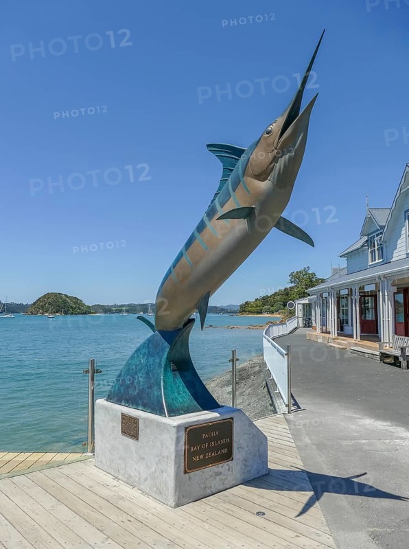 Striped Marlin sculpture in Paihia, a town on the North Island of New Zealand
