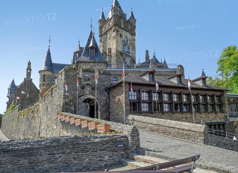 Impression of Cochem Imperial Castle at Moselle river in Rhineland-Palatinate, Germany, at summer time