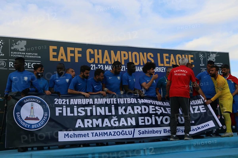Football for the disabled amputees. The final match of amputee football between Sahinbey Belediye Spor and Poland's Legia Warsaw during the European Amputee Football Federation (EAFF) Champions League final, Gaziantep, Gaziantep, Türkiye