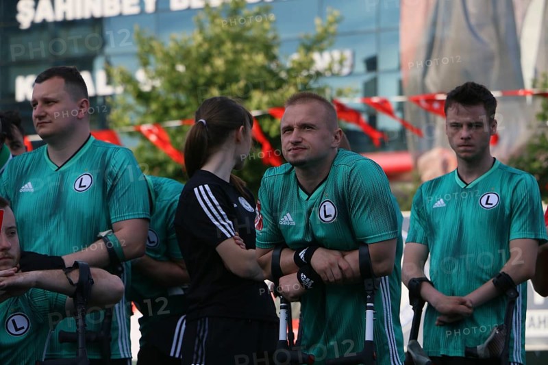 Football for the disabled amputees. The final match of amputee football between Sahinbey Belediye Spor and Poland's Legia Warsaw during the European Amputee Football Federation (EAFF) Champions League final, Gaziantep, Gaziantep, Türkiye