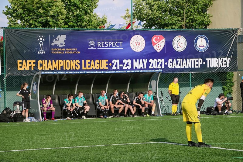 Football for the disabled amputees. The final match of amputee football between Sahinbey Belediye Spor and Poland's Legia Warsaw during the European Amputee Football Federation (EAFF) Champions League final, Gaziantep, Gaziantep, Türkiye