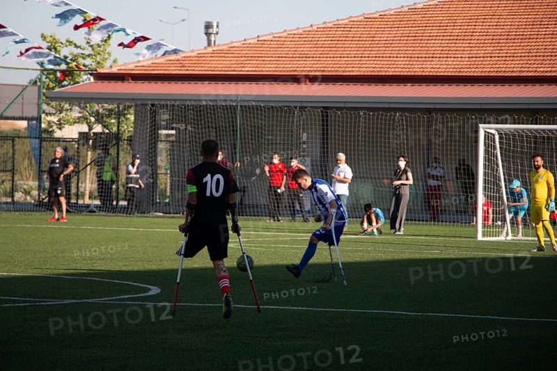 Football for the disabled amputees. The final match of amputee football between Sahinbey Belediye Spor and Poland's Legia Warsaw during the European Amputee Football Federation (EAFF) Champions League final, Gaziantep, Gaziantep, Türkiye