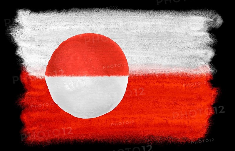 Watercolor illustration of the Greenland flag