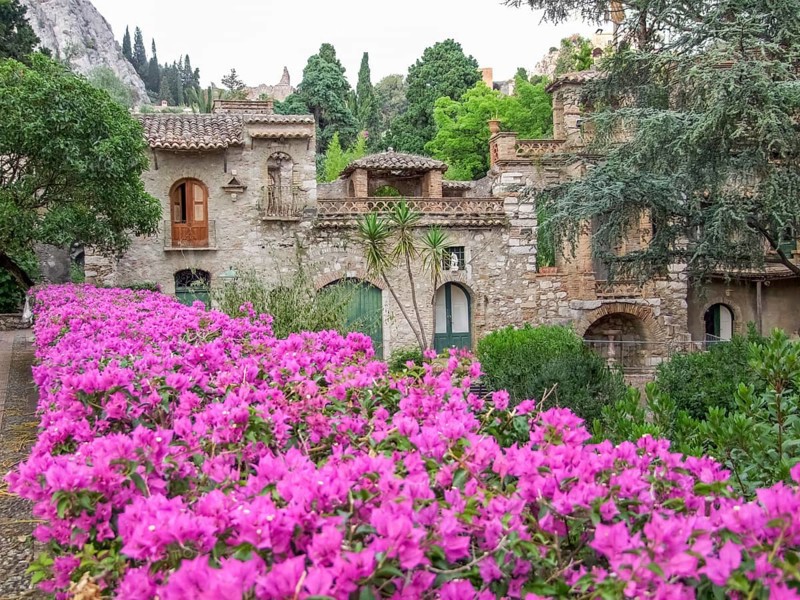 Historic buildings around Taormina in Sicily, Italy