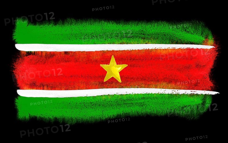 Watercolor illustration of the Suriname flag