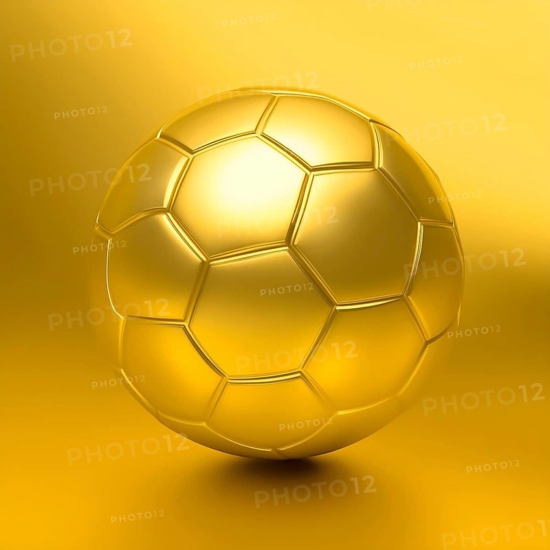 AI generated image showing a golden soccer ball in golden ambiance