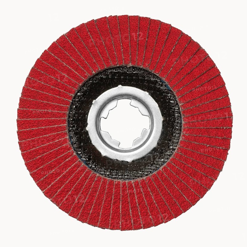 Frontal shot of a grinding wheel in white back