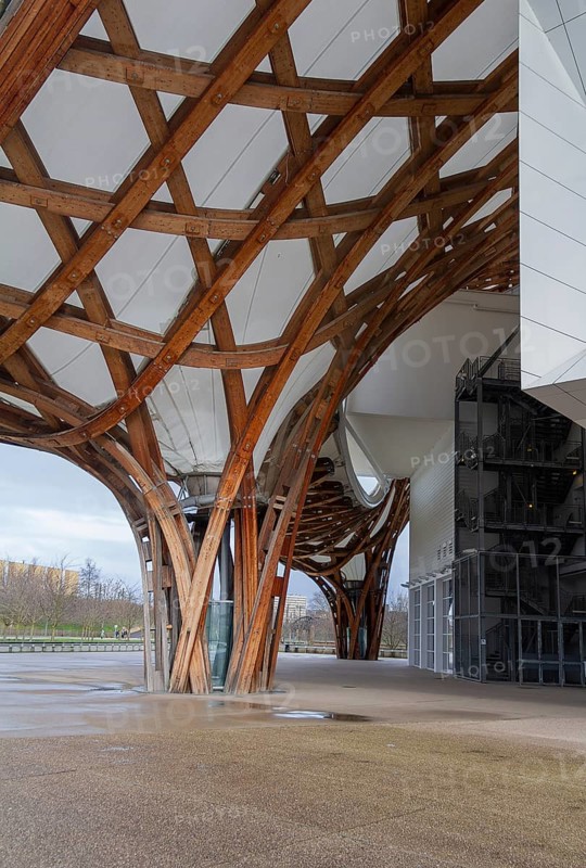 Architectural detail seen at the Centre Pompidou-Metz, a museum of modern and contemporary art in Metz, a city in the Lorraine region in France