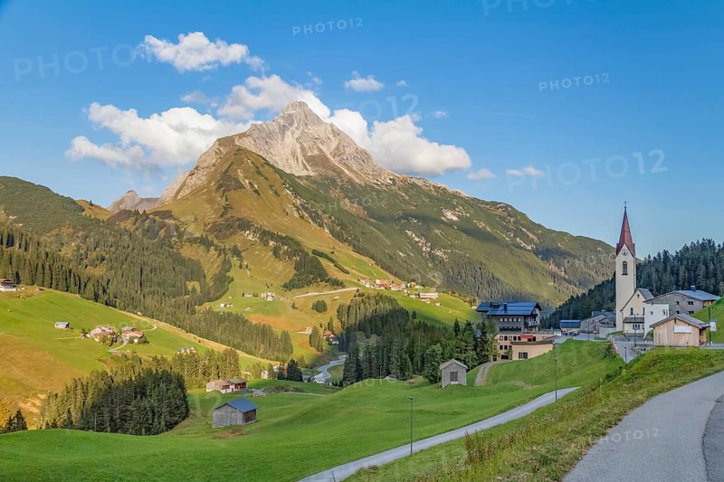 Idyllic scenery around Warth, a municipality in the district of Bregenz in the Austrian state of Vorarlberg