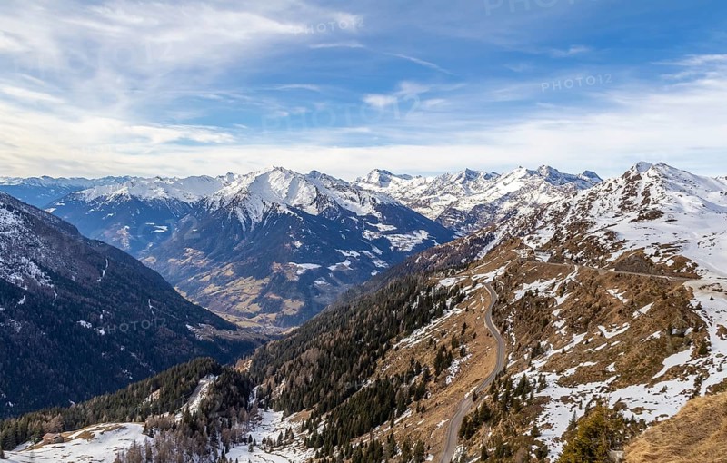 Alpine scenery around the Jaufen Pass in South Tyrol in Italy