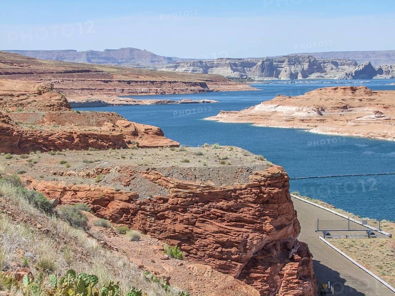 Scenery around Hoover Dam in the Black Canyon at the Colorado River in USA