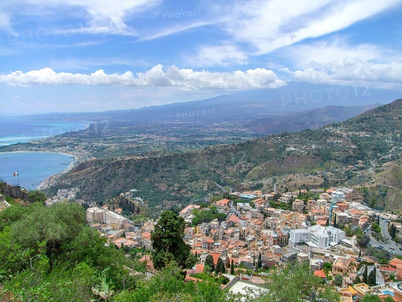 High angle view showing the bay of Naxos in Sicily
