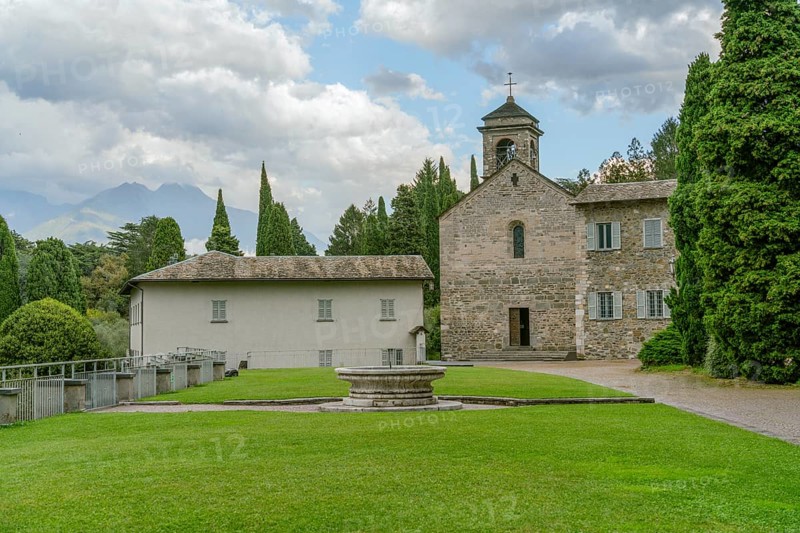 Impression around the Piona Priory or Piona Abbey, a religious complex on the Lecco bank of Lake Como in the territory of the comune of Colico, northern Italy
