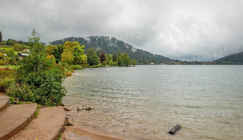 Waterside scenery around Gerardmer in France, a commune in the Vosges department in Grand Est in northeastern France