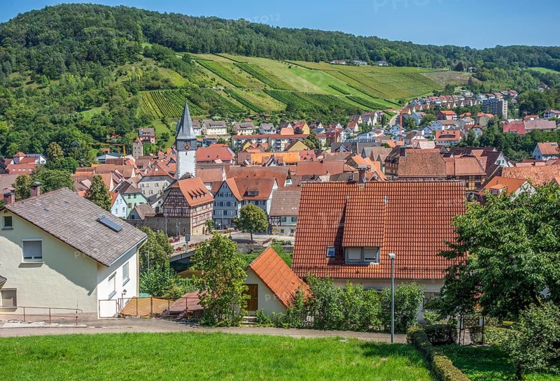 Niedernhall in the Hohenlohe district in Southern Germany at summer time